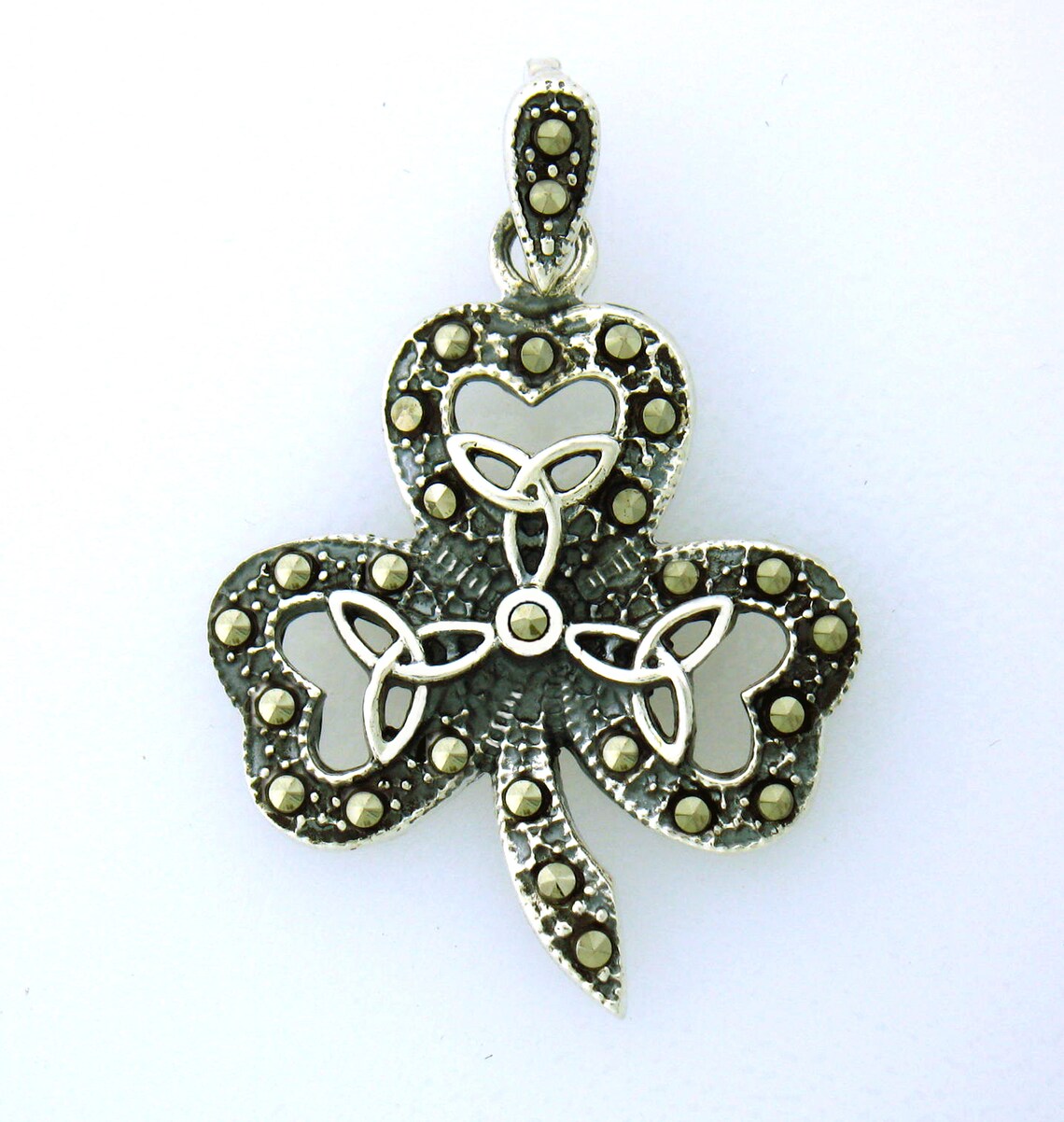 WithLoveSilver Sterling Silver Celtic Trinity & Marcasite Pendant – Elegant & Meaningful Jewelry - View #6