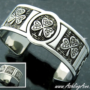 Shamrock and Trinity Knot Cuff Bracelet (#JPEW6032)