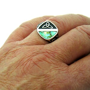 Genuine Abalone Trinity Ring, Trinity Knot Stainless Steel Ring, (S236 ...