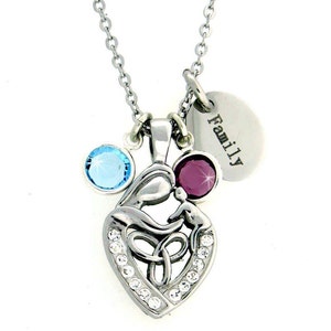 A Mother's Love Birthstone Charm Necklace Family