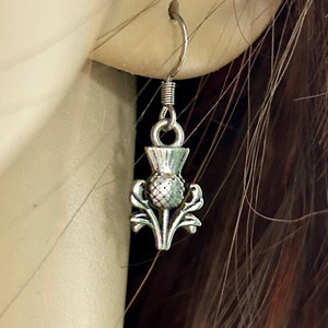 Scottish Thistle dangle Earrings, s364, Scottish Earrings, Celtic Earrings, Dangle Earrings, Stainless Steel Earrings