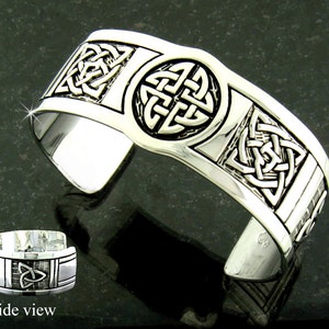 Celtic Five- Knot Cuff Bracelet (#JPEW5023) wide cuff bracelet, Celtic cuff bracelet