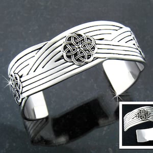 Braided Three Celtic Knot Cuff Bracelet (#JPEW5024)