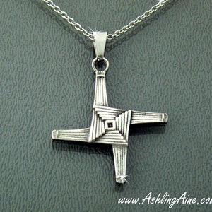 St Brigid’s Cross Pendant /Necklace, s211, Stainless Steel Irish Pendant, Mary of the Gael Cross, Celtic St Brigid's Woven Cross S211