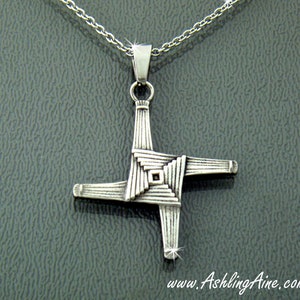 St Brigid’s Cross Pendant /Necklace, s211, Stainless Steel Irish Pendant, Mary of the Gael Cross, Celtic St Brigid&#39;s Woven Cross S211