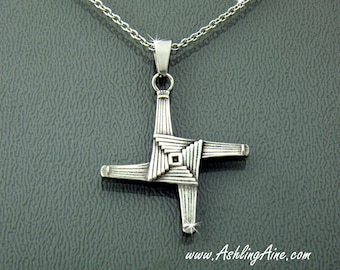 St Brigid’s Cross Pendant /Necklace, s211, Stainless Steel Irish Pendant, Mary of the Gael Cross, Celtic St Brigid&#39;s Woven Cross S211
