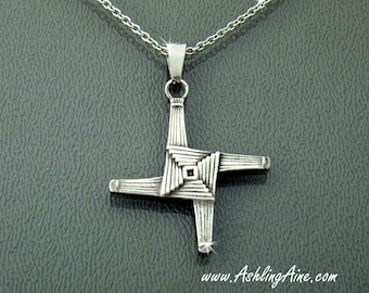 St Brigid’s Cross Pendant /Necklace, s211, Stainless Steel Irish Pendant, Mary of the Gael Cross, Celtic St Brigid's Woven Cross S211