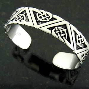 Pewter Geometric Celtic Cuff Bracelet, 5226, Irish Knot Work Cuff Bracelet, Men&#39;s/Women&#39;s Celtic Cuff Bracelet (#JPEW5226)