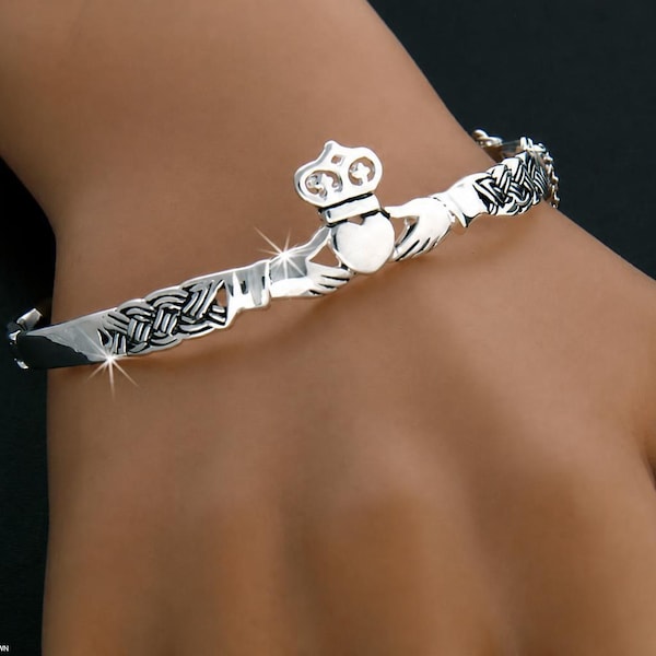 Brazalete Claddagh, 5571, Brazalete Claddagh irlandés, Brazalete celta, Joyería irlandesa, Joyería celta, Joyería Claddagh, Brazalete (5571)