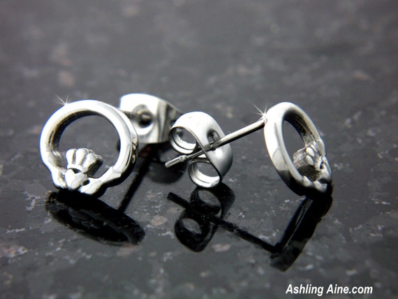Wee Claddagh Posts Earringss88stainless Steel Stud Earrings Etsy UK