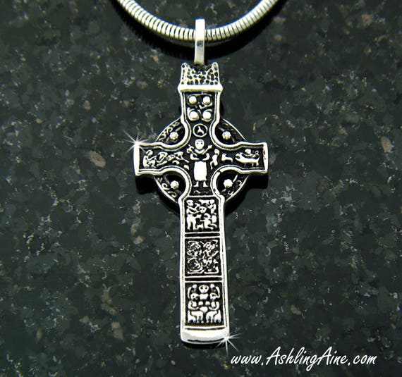 Durrow High Cross Necklace, s147,  Celtic Cross,  Irish Cross, Christian cross, Gospels, Bible Cross, 8th century replica