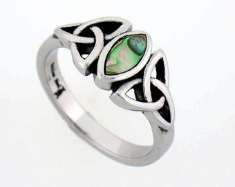 Abalone Trinity Knot Ring (S82),