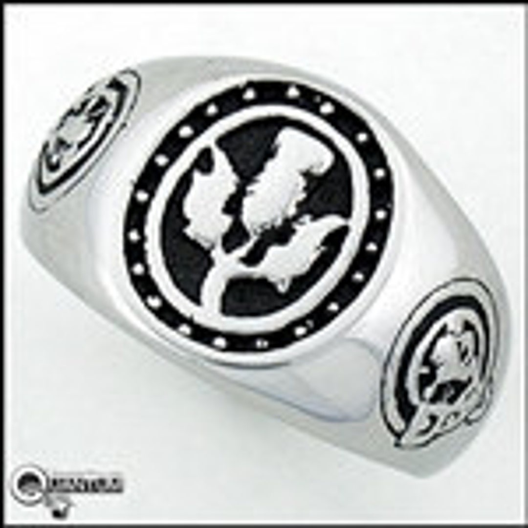 Bikerringshop Sterling Silver Blue Topaz Scottish Lion Rampant Men's Ring - 16g, 15x20mm Face - View #5