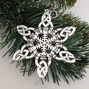 CELTIC Claddagh SnowWonders® Snowflake ORNAMENT,  5058, Silver Irish Snowflake, Claddagh Ornament, Wedding Celtic Ornament(5058)