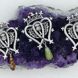 Connemara, Jasper, and Midnight Goldstone Luckenbooth/Thistle Pin/Brooch Scarf HM147, Coat Pin, Scarf Pin, Luckenbooth,