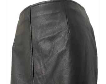 Liz Claiborne Black Lambskin Leather Skirt SZ 16P NWTG