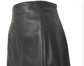 Lord & Taylor Black Lambskin Leather Skirt SZ 14 NWTG