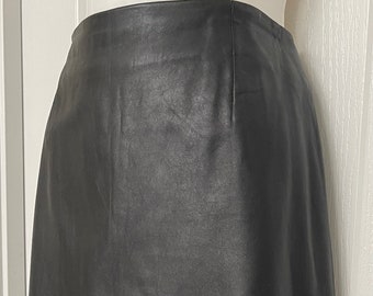 INC International Concepts Black Leather Skirt SZ 10