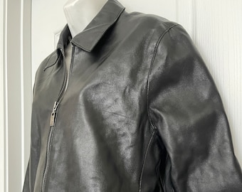 Isaac Mizrahi Black Lambskin Leather Jacket / Coat SZ XL