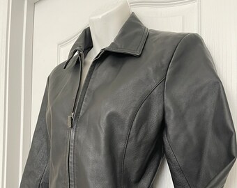 Jaqueta de couro preta Worthington Petite SZ S