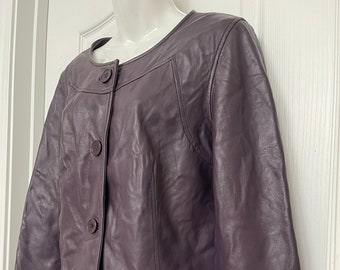 Worthington Egg Plant Purple Lambskin Leather Jacket SZ L