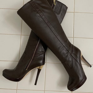 Michael kors brown knee high boots shop