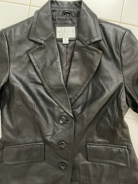 Worthington Black Lambskin Jacket / Blazer SZ M p… - image 4