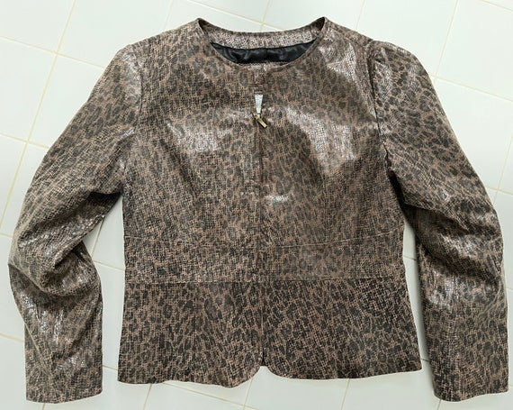 Live A Little Black Animal Print Suede Leather Ja… - image 3