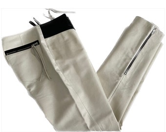 Metrostyle Cream and Black Leather Pants SZ 8 NWT