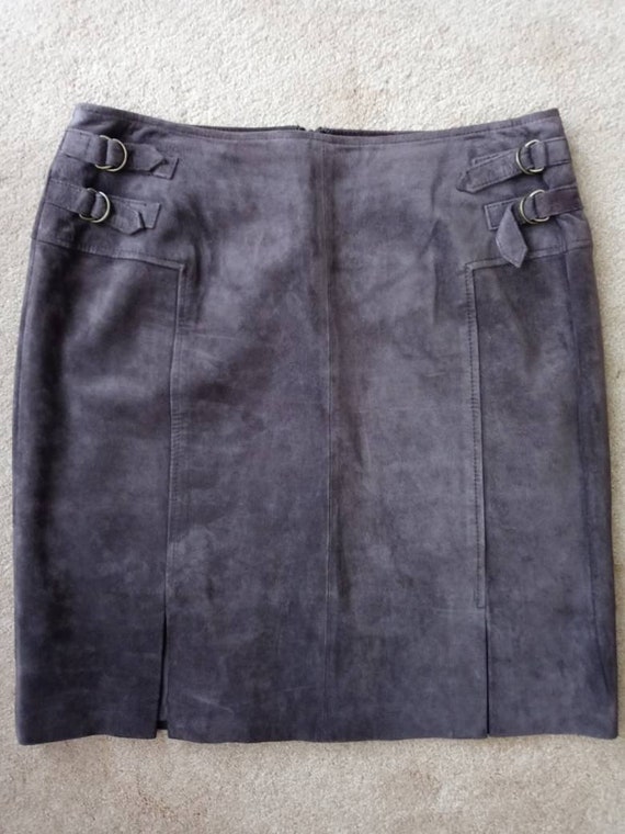 Clothes by Revue Brown Suede Leather Skirt SZ 10 - image 3
