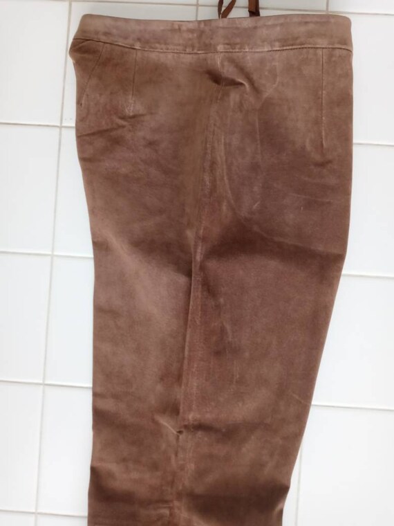 VTG Brown Suede Leather Pants SZ 10 - image 5