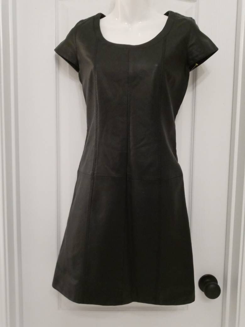 Black Lambskin Leather Dress SZ 