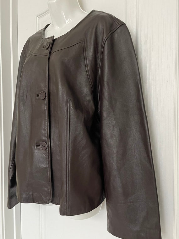 Worthington Brown Lambskin Leather Jacket SZ L