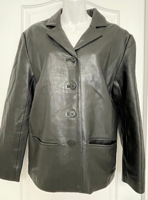 Kenneth Cole Reaction Black Lambskin Leather Jack… - image 2