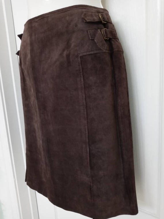 Clothes by Revue Brown Suede Leather Skirt SZ 10 - image 2