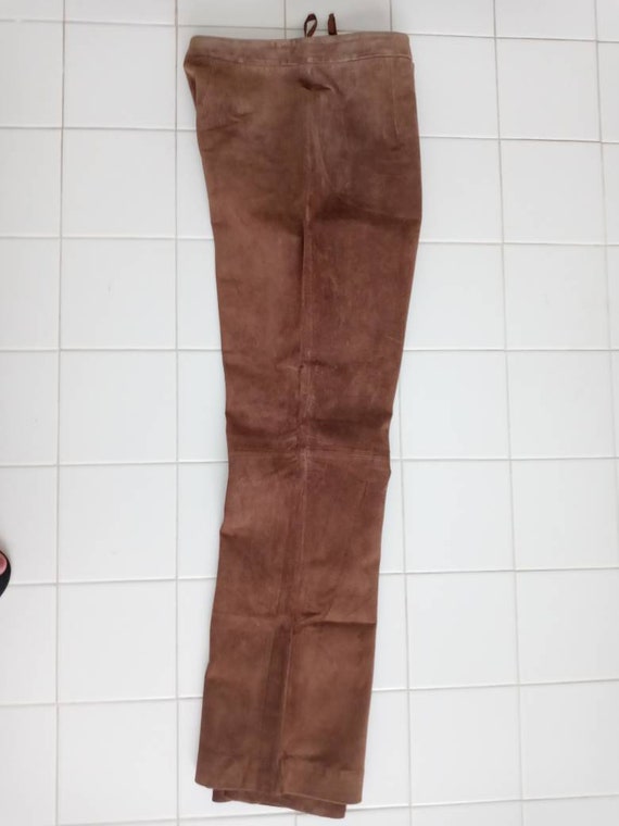 VTG Brown Suede Leather Pants SZ 10 - image 7