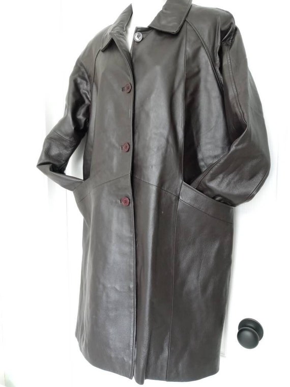 Excelled Collection Brown Leather Trench Coat SZ X