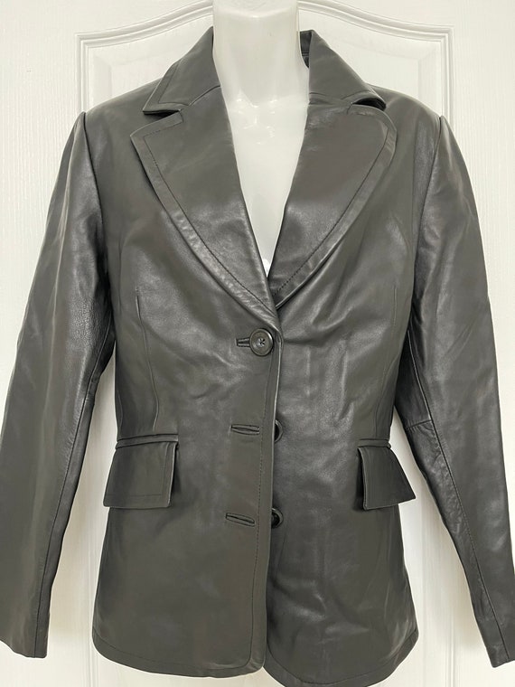 Worthington Black Lambskin Jacket / Blazer SZ M p… - image 2