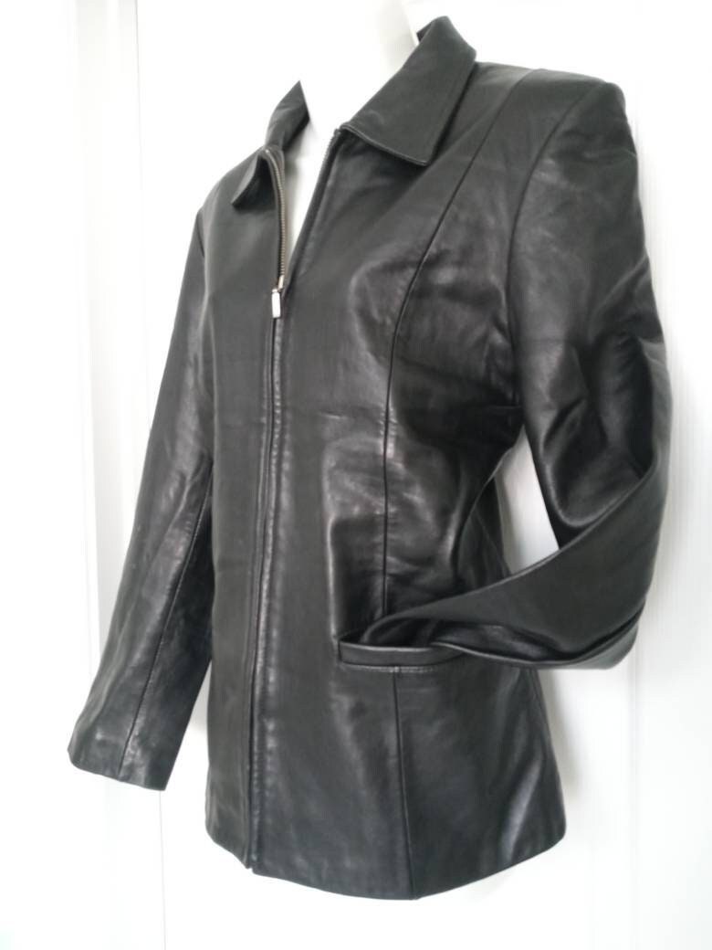 VickisClosetFinds Casual Corner Black Lambskin Leather Jacket Sz M
