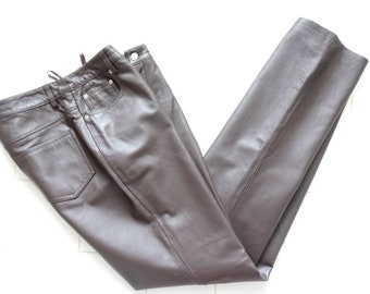 Newport news Jeanology Collection Brown lambskin Jean style Leather Pants SZ 12T