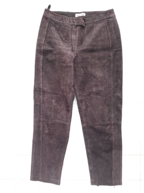 VTG Bagatelle Brown Suede Leather Pants SZ 10 - image 4