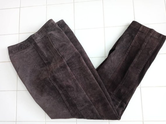 VTG Bagatelle Brown Suede Leather Pants SZ 10 - image 1