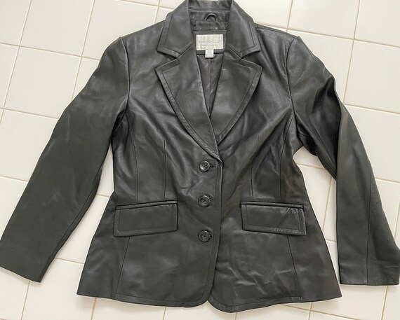 Worthington Black Lambskin Jacket / Blazer SZ M p… - image 5