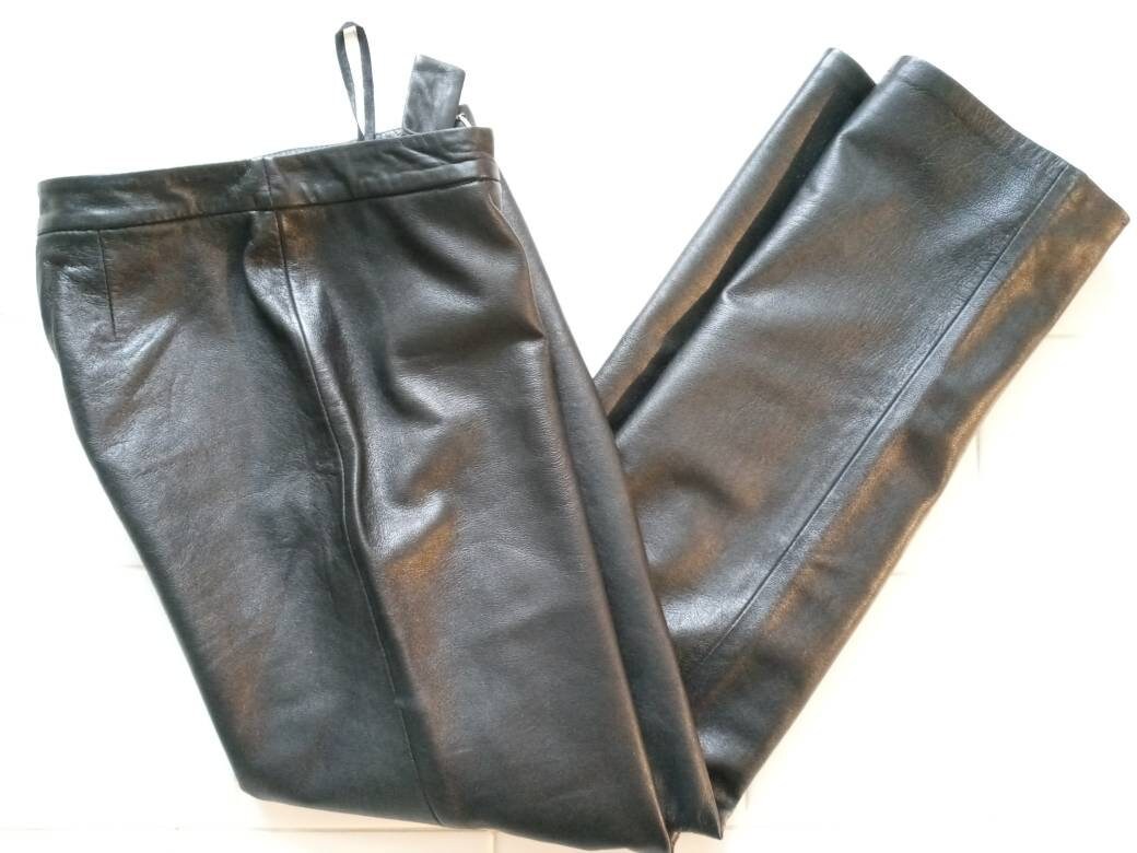 Black Lambskin Leather Pants SZ 2P | Etsy