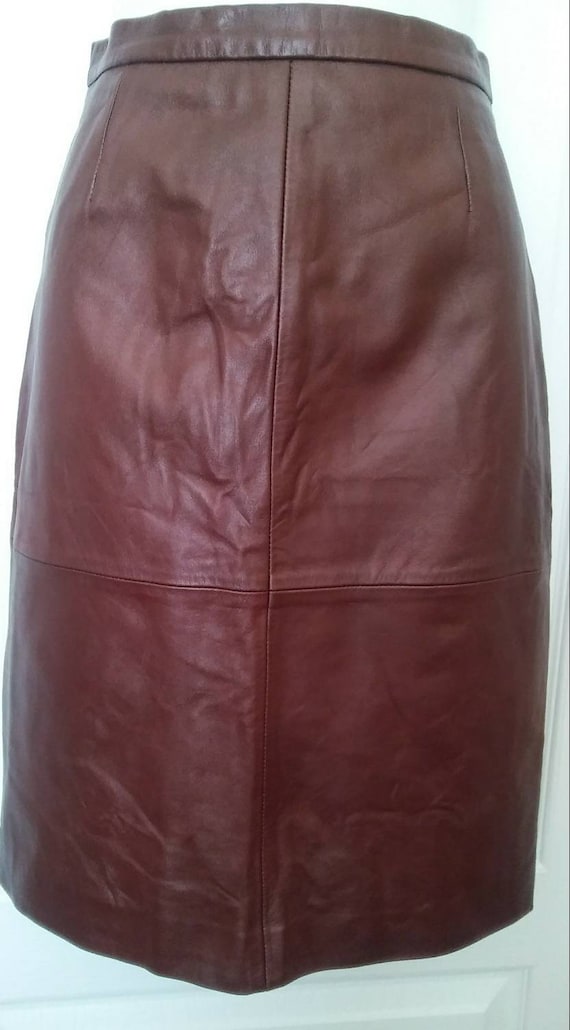 Vintage Brown Lambskin Leather Skirt by EXCELLED S