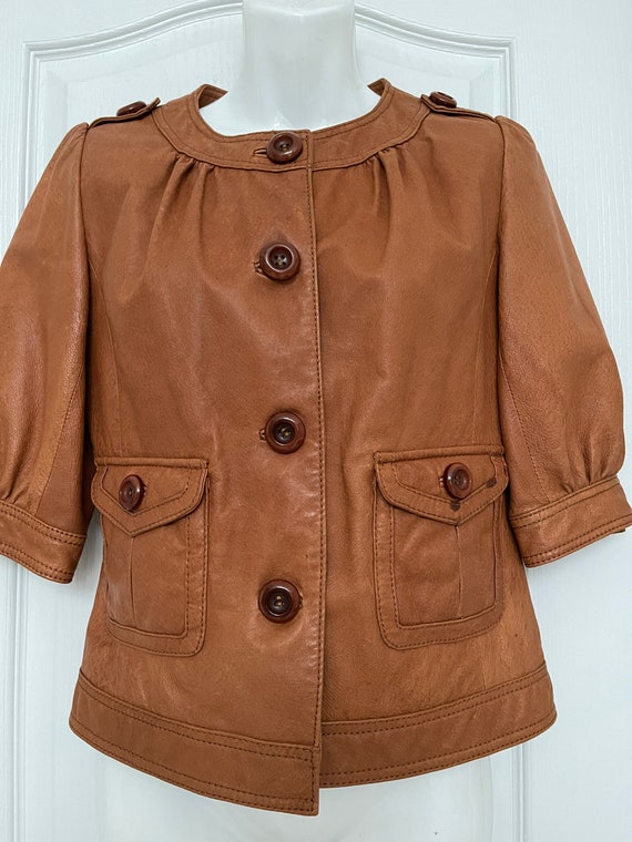 MM Couture by Miss Me Brown Leather Jacket SZ S - image 2