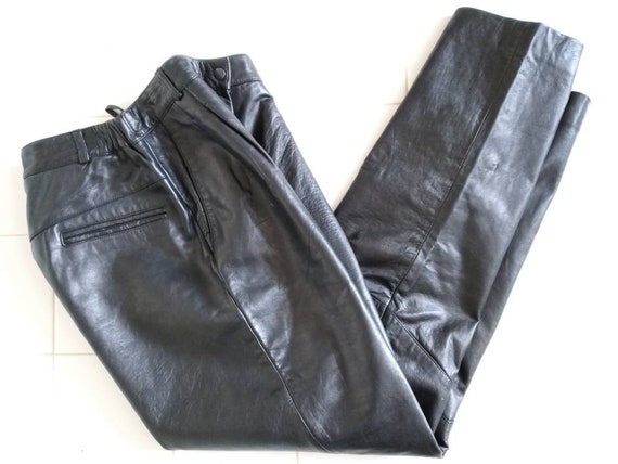 Black lambskin Leather Pants by Excelled SZ 8