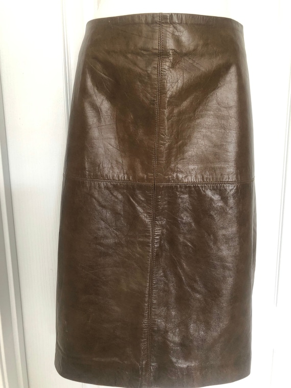 Pelle Studio (wilsons) Lambskin leather brown skirt SZ XXL