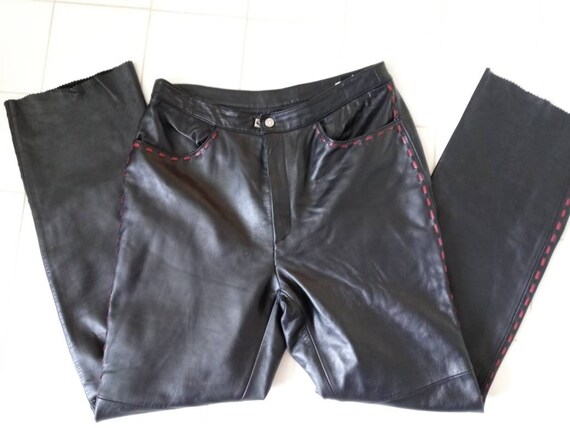 Genetic Denim Black Lambskin Leather Pants SZ 31 - image 2