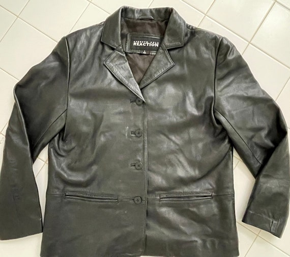 Kenneth Cole Reaction Black Lambskin Leather Jack… - image 4